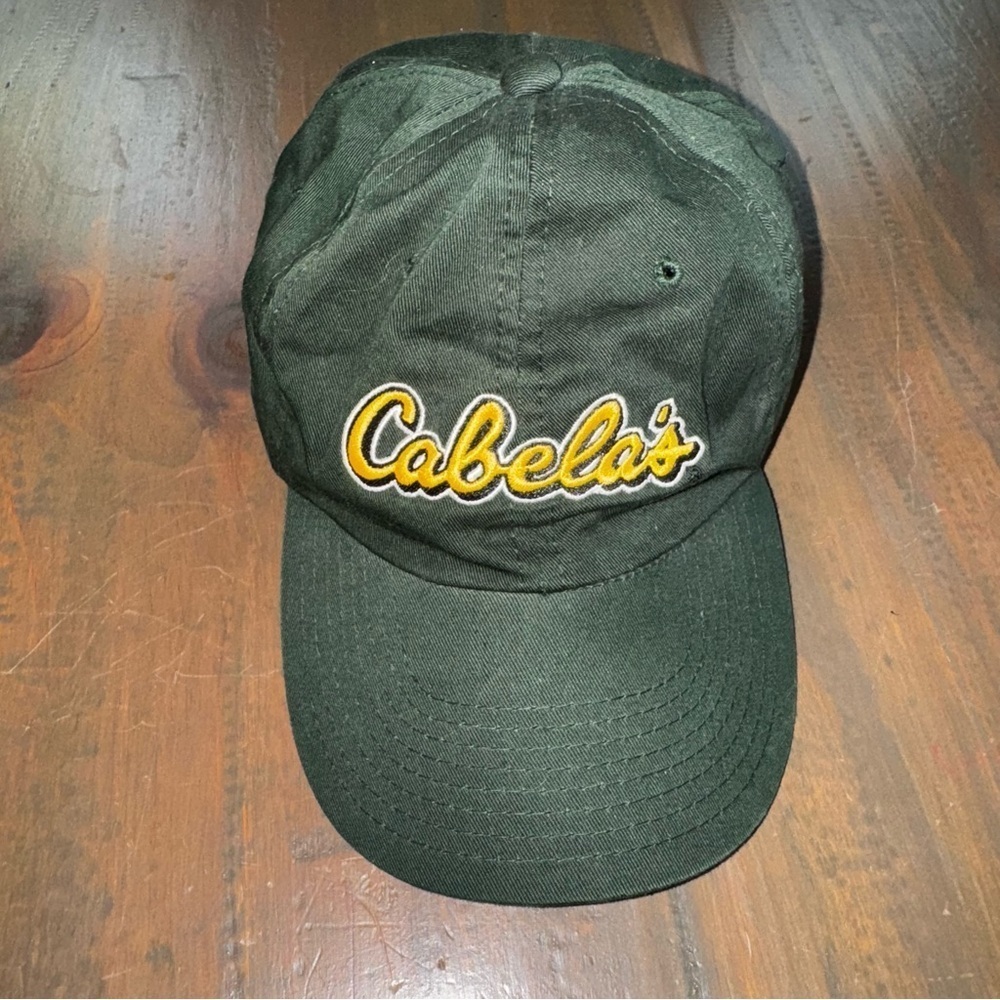 Cabela’s Hat Green Logo Baseball Cap Adjustable OSFM Dad Hat Hunting Outdoors
